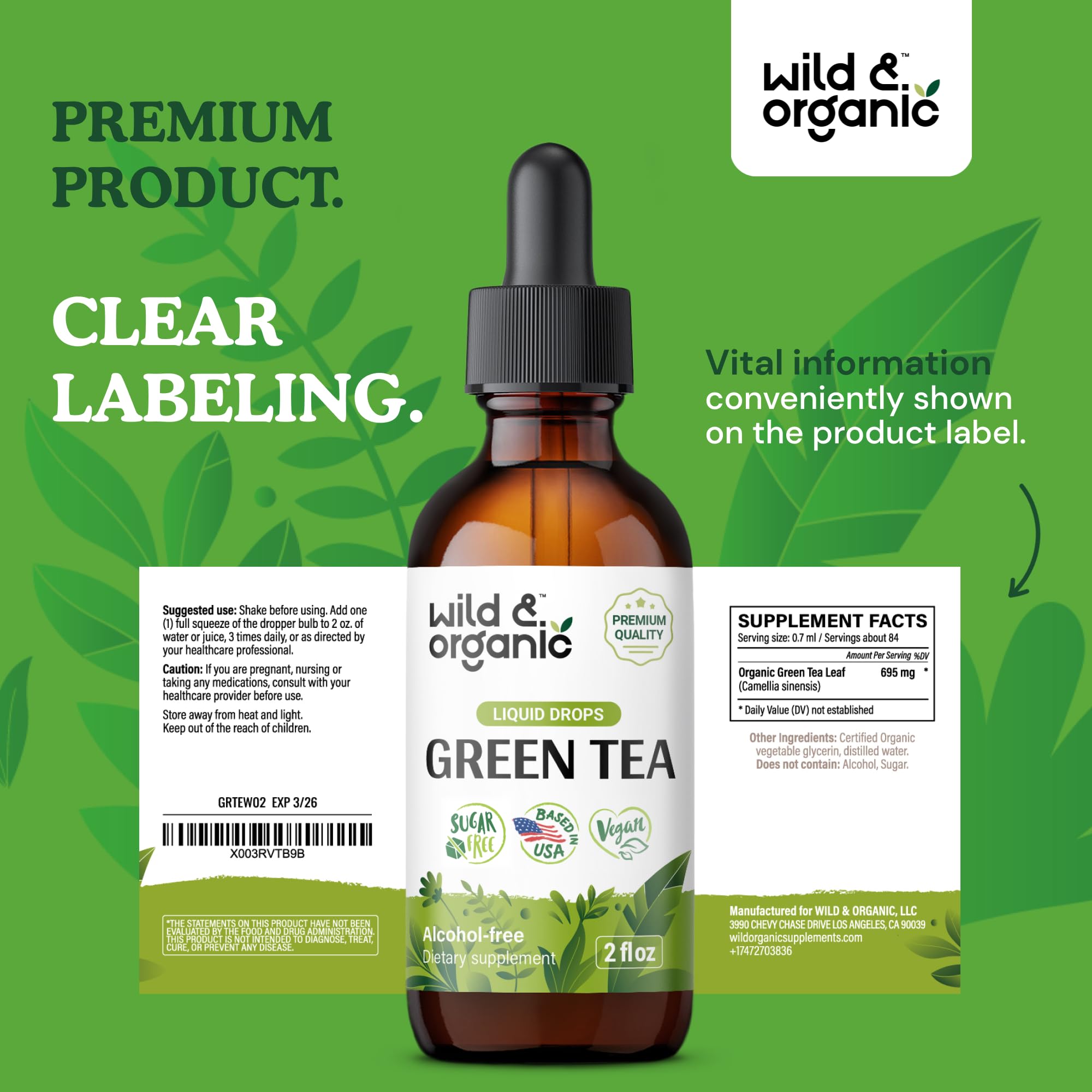 Wild & Organic frasco con embalaje ecológico para almacenamiento seguro