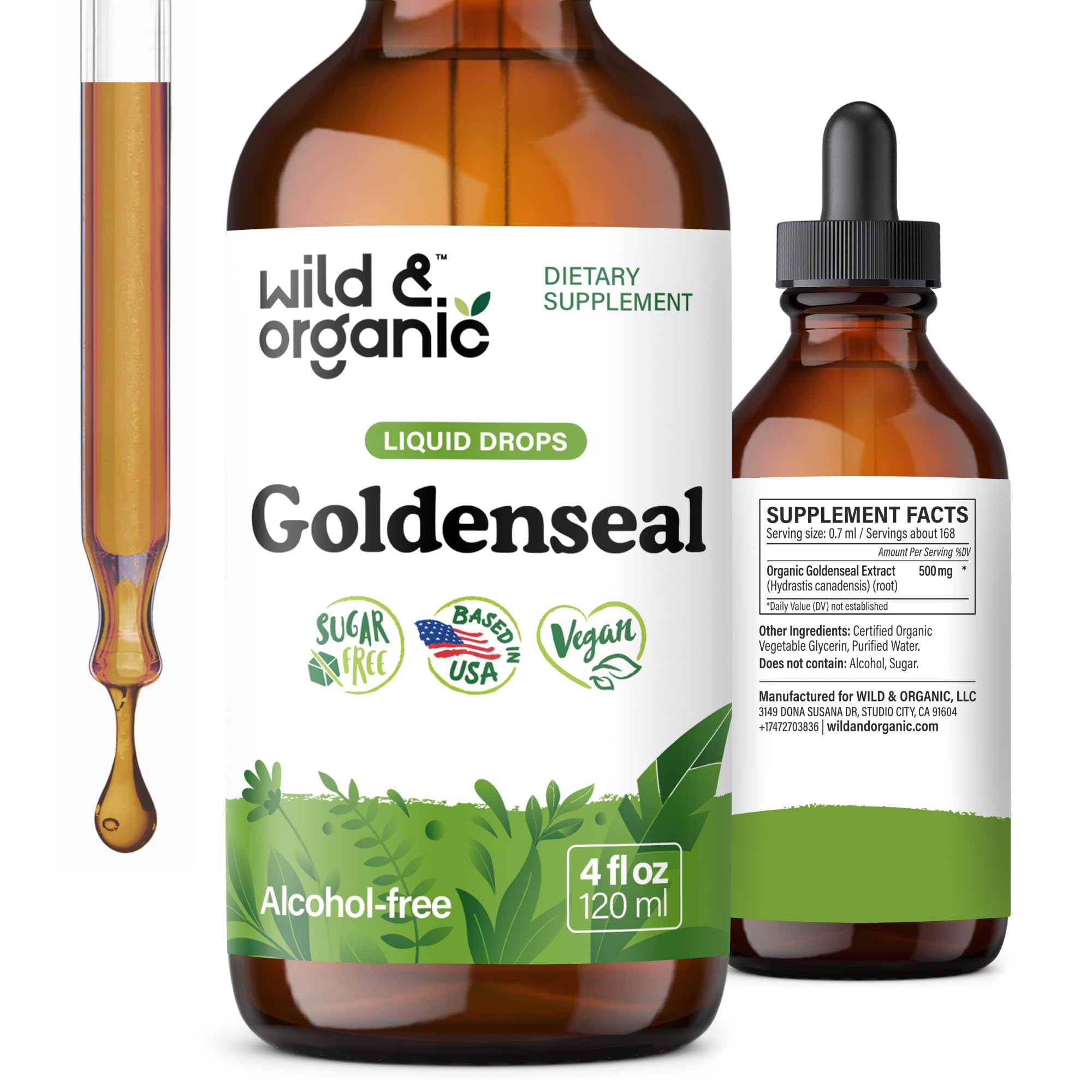 Wild & Organic frontal de etiqueta mostrando extracto y beneficios