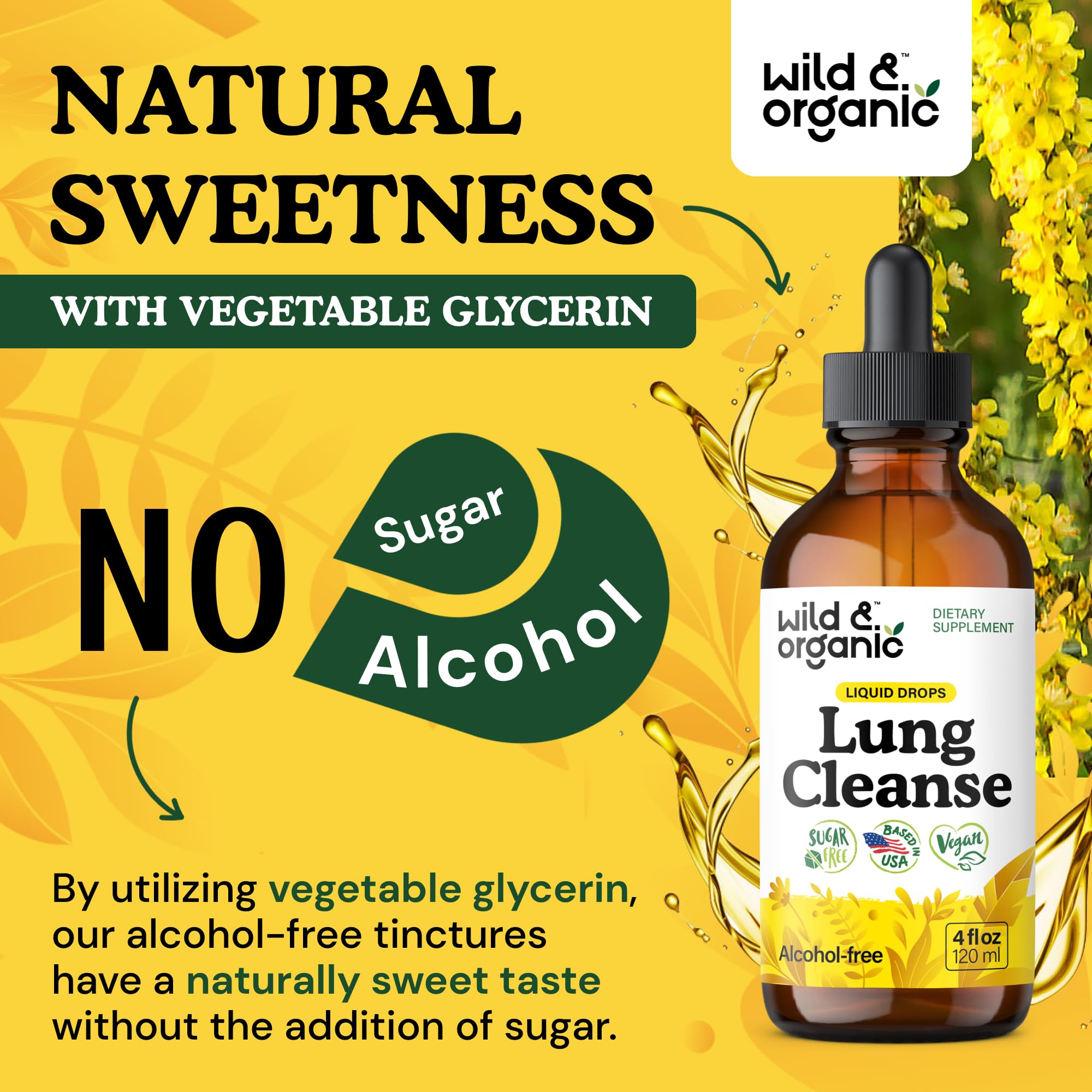 Wild & Organic hojas de mullein secas como materia prima, muestra pureza