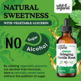 Wild & Organic raíces de ortiga presentes como ingrediente natural