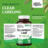 Wild & Organic frasco con hojas de spearmint, presentación natural