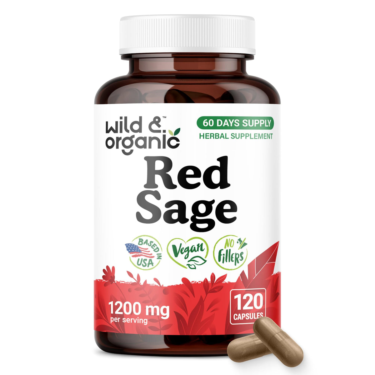 Wild & Organic frasco frente mostrando etiqueta y beneficio de pureza