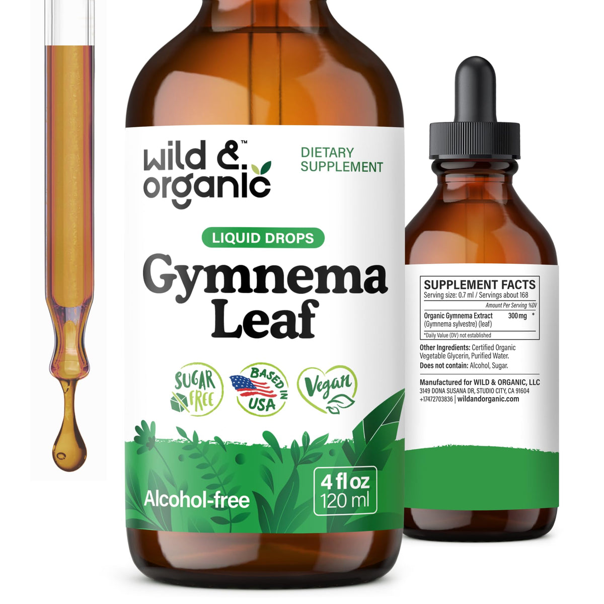 Wild & Organic frasco frontal mostrando la etiqueta clara y contenido