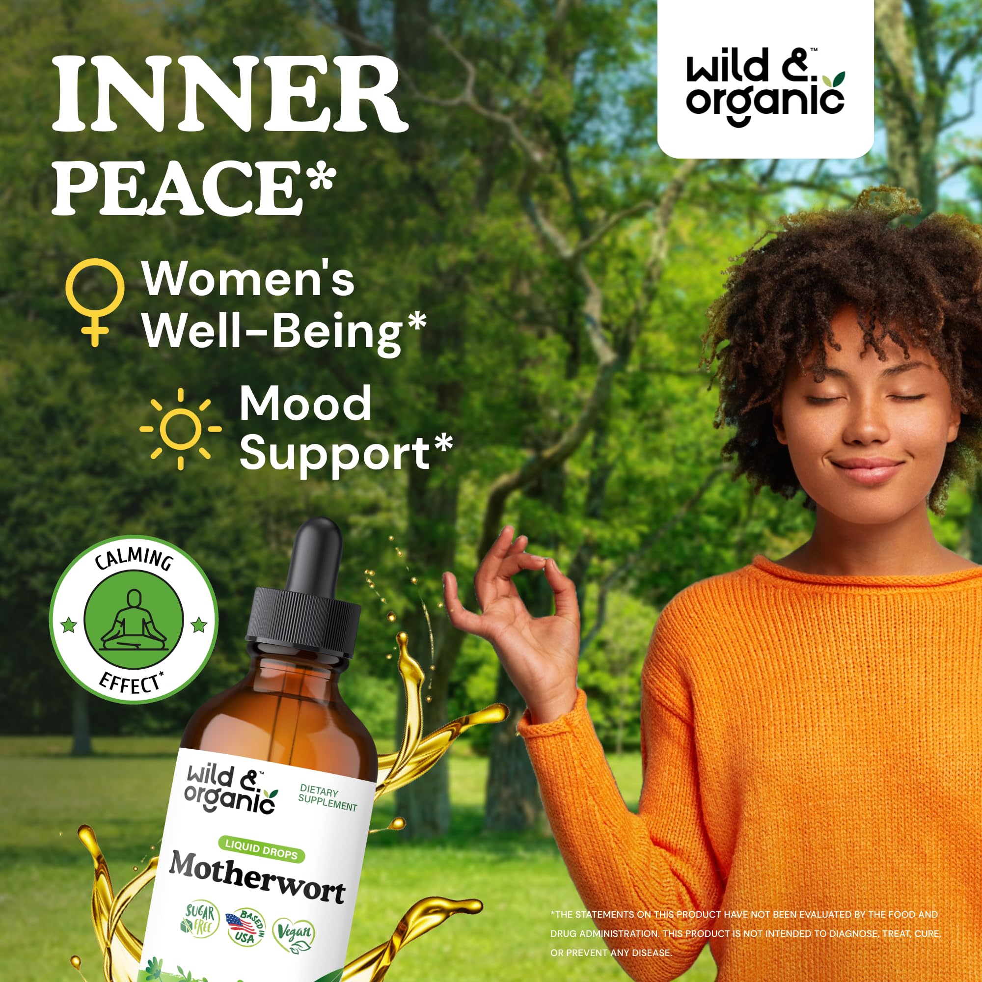 Wild & Organic primer plano de la etiqueta con ingredientes y dosificación