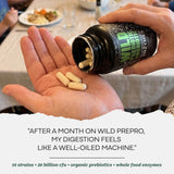 Wild Foods cápsula abierta con polvo que muestra formulación activa