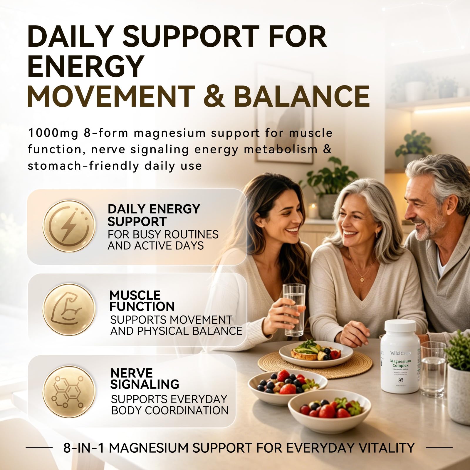 Wild Crop producto junto a pesas ilustrando apoyo post-entrenamiento