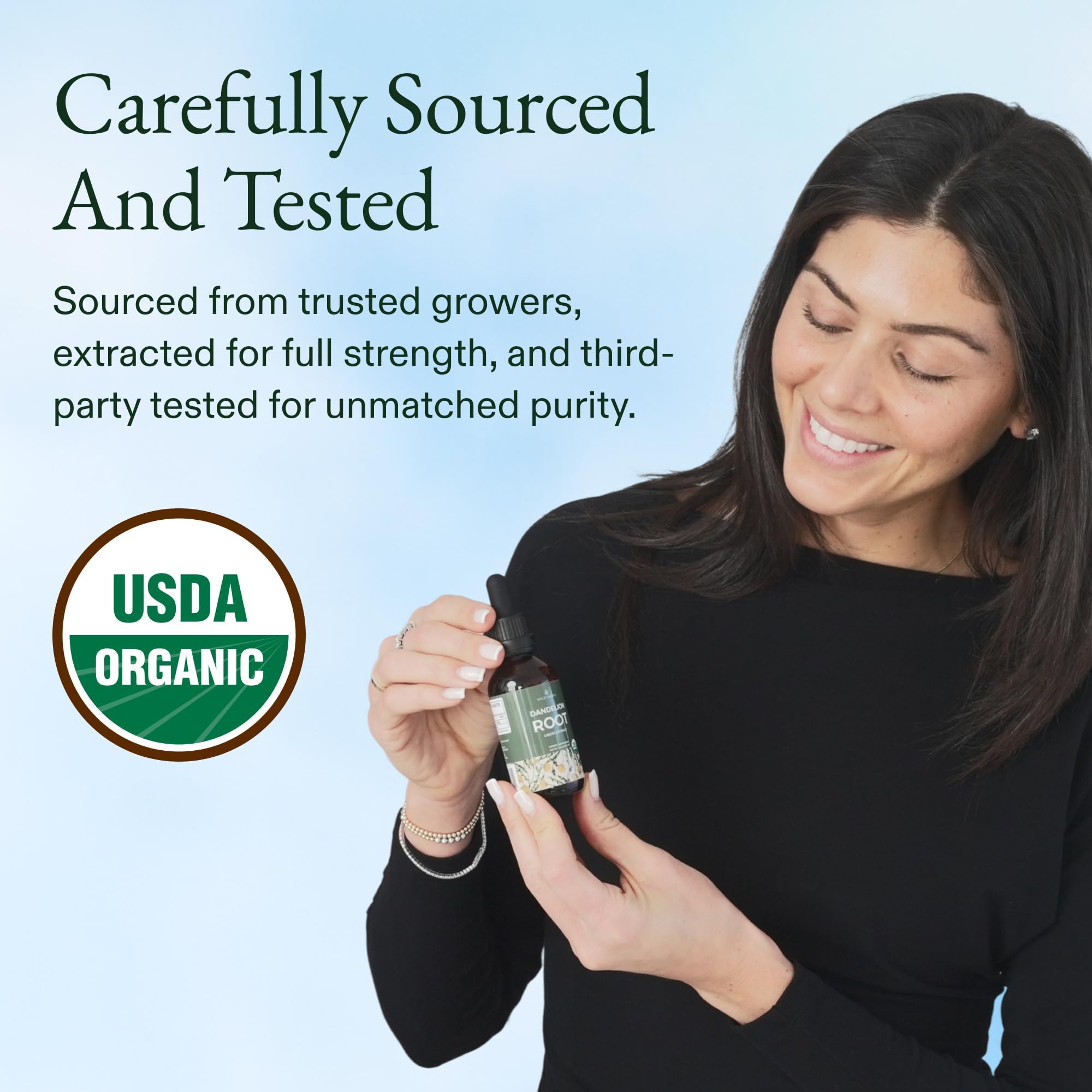 Wild Drops comparación de tamaño en mano para ver la porción y uso diario