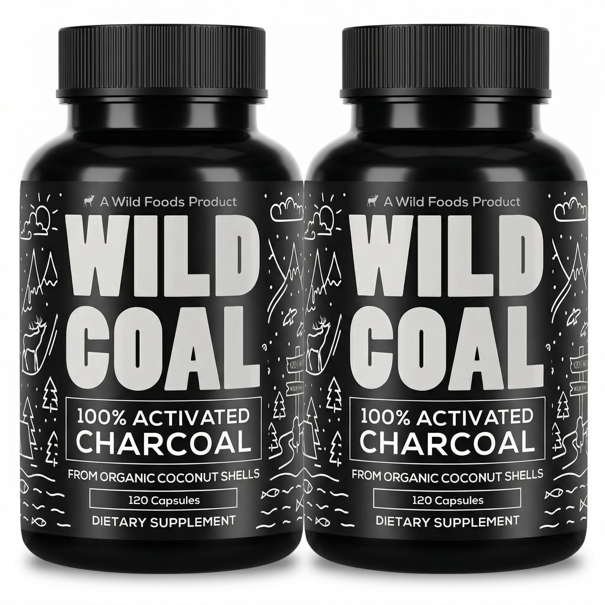 Wild Foods vista frontal del frasco mostrando el envase y cantidad