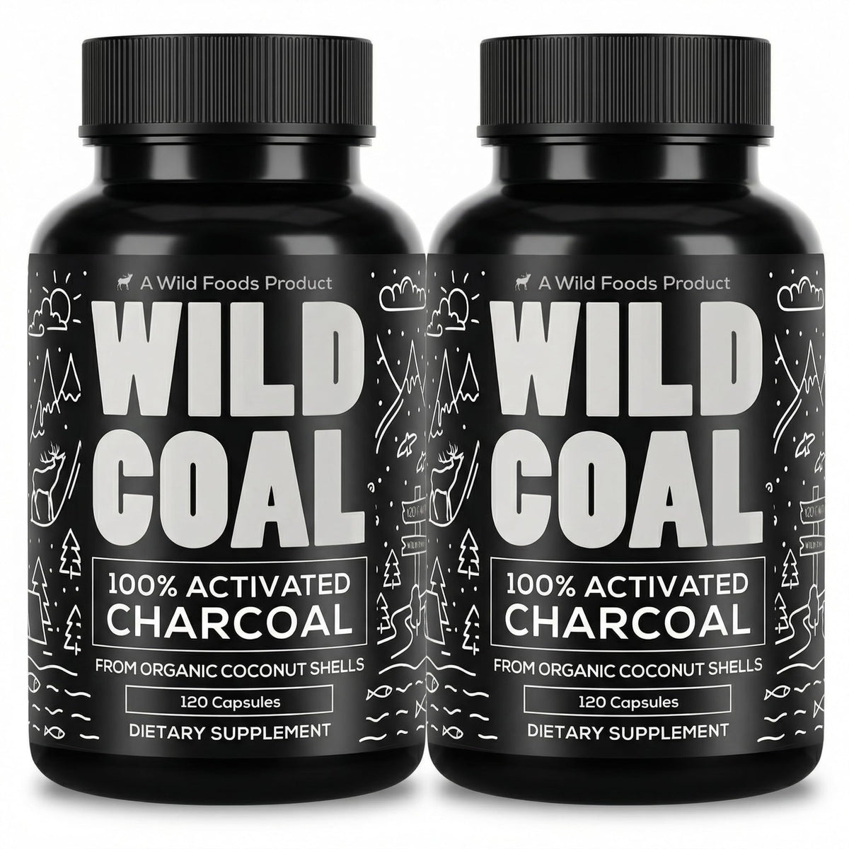 Wild Foods vista frontal del frasco mostrando el envase y cantidad