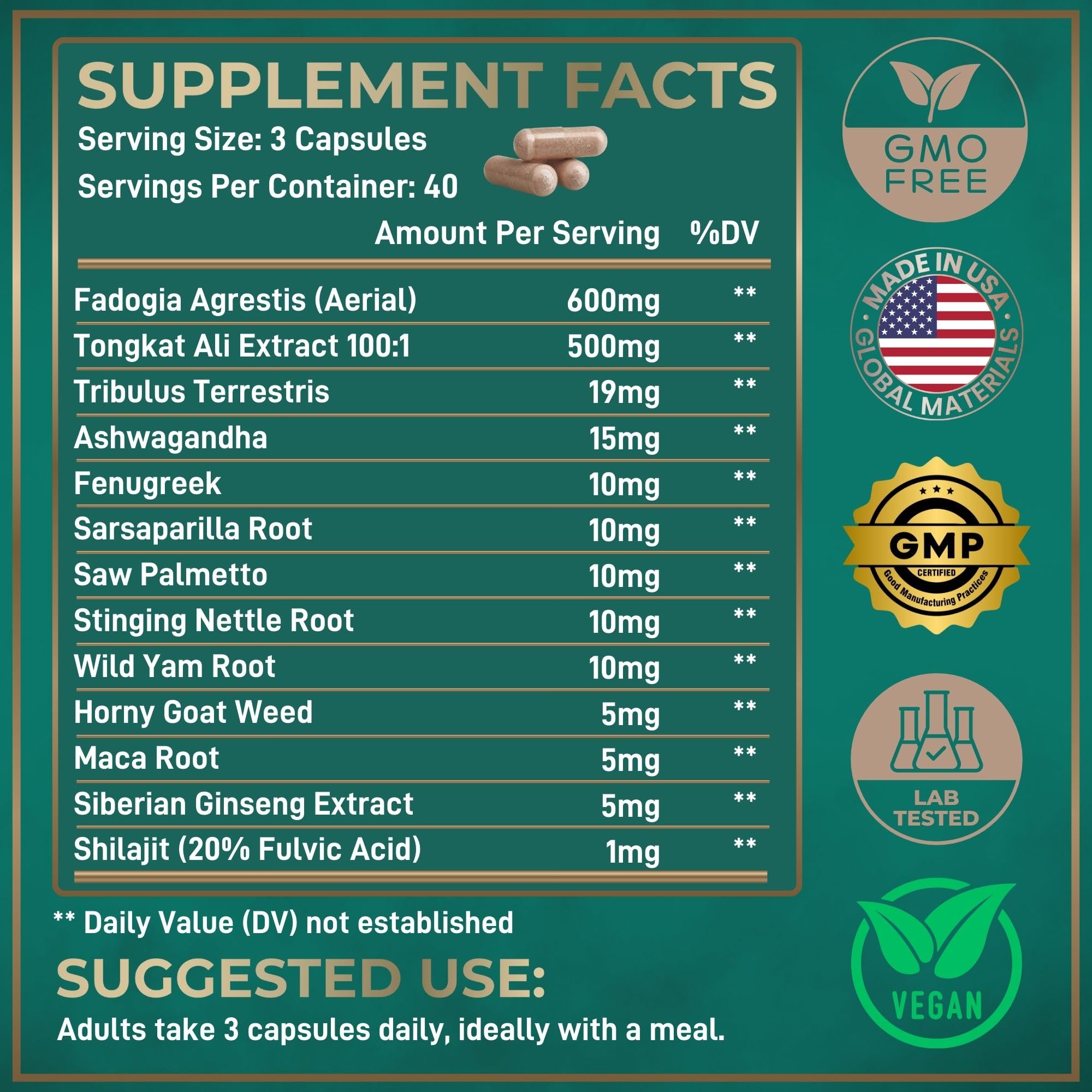 WILD FUEL etiqueta de ingredientes detallada indicando formulación completa
