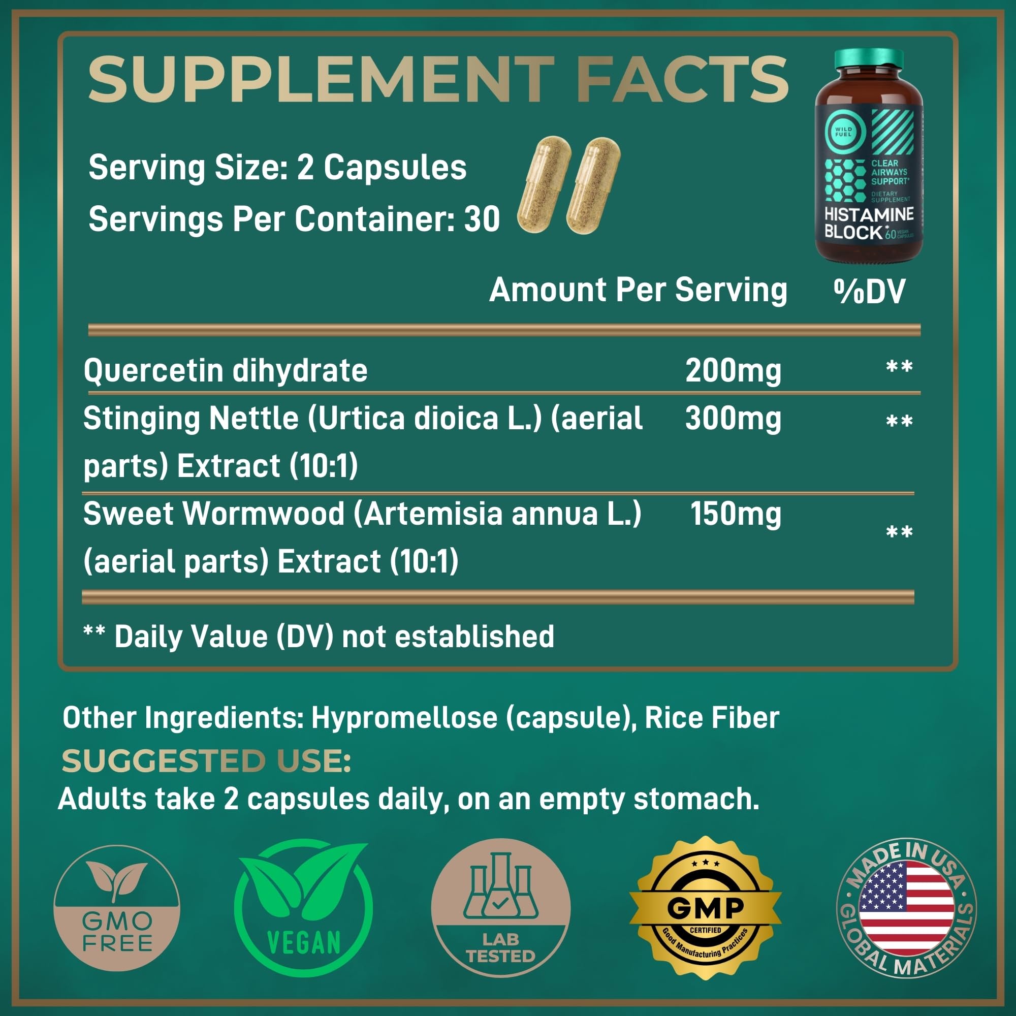 WILD FUEL ingredientes naturales quercetina, ortiga y artemisia con efecto equilibrante
