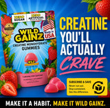WILD GAINZ bolsa abierta con gominolas lista para llevar al gimnasio