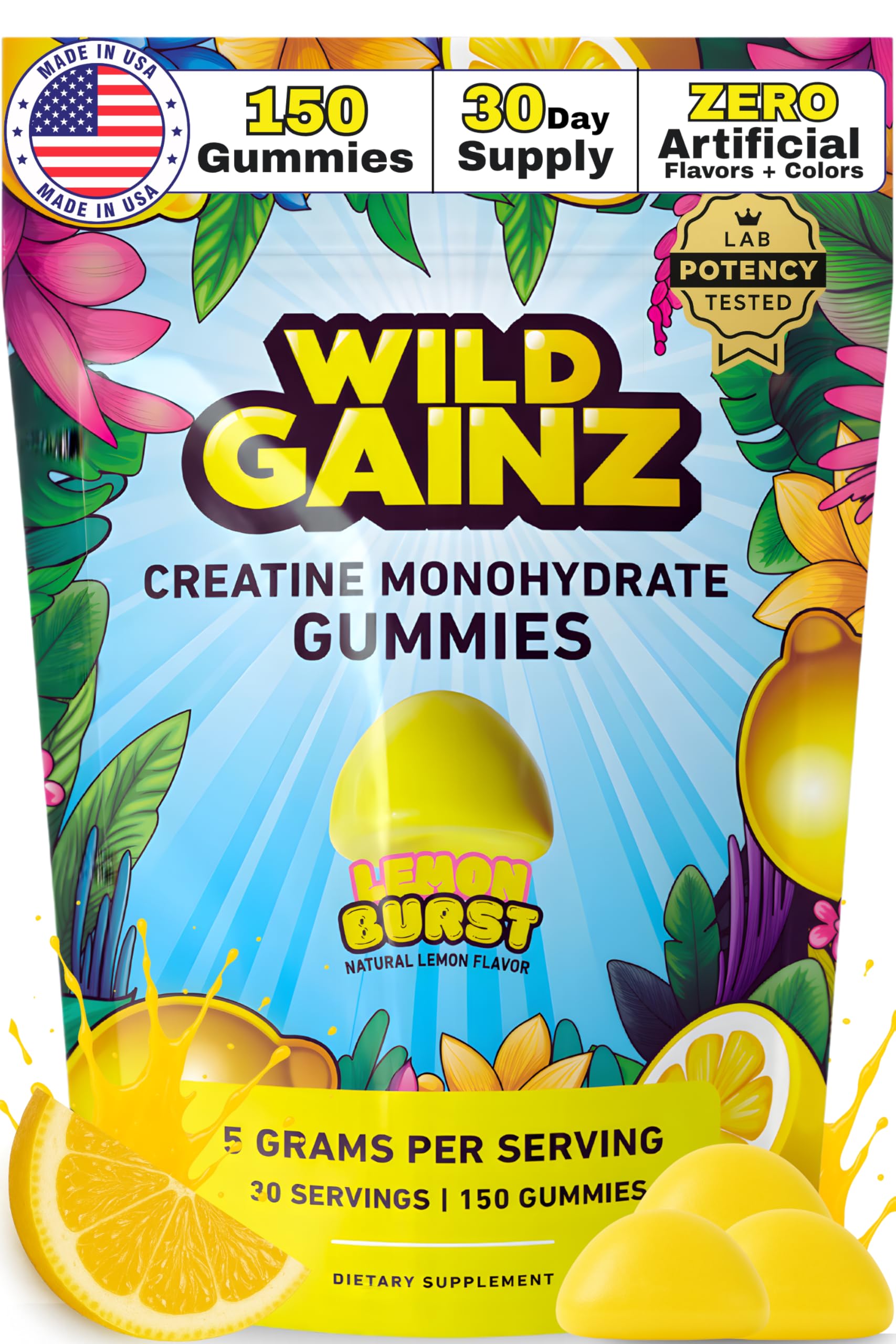 WILD GAINZ paquete frontal mostrando diseño y beneficio conveniencia