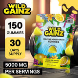 WILD GAINZ textura de gominola cercano resalta sabor limón