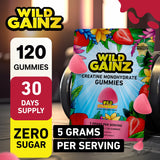 WILD GAINZ textura de gominola en primer plano, atractivo y fácil de masticar