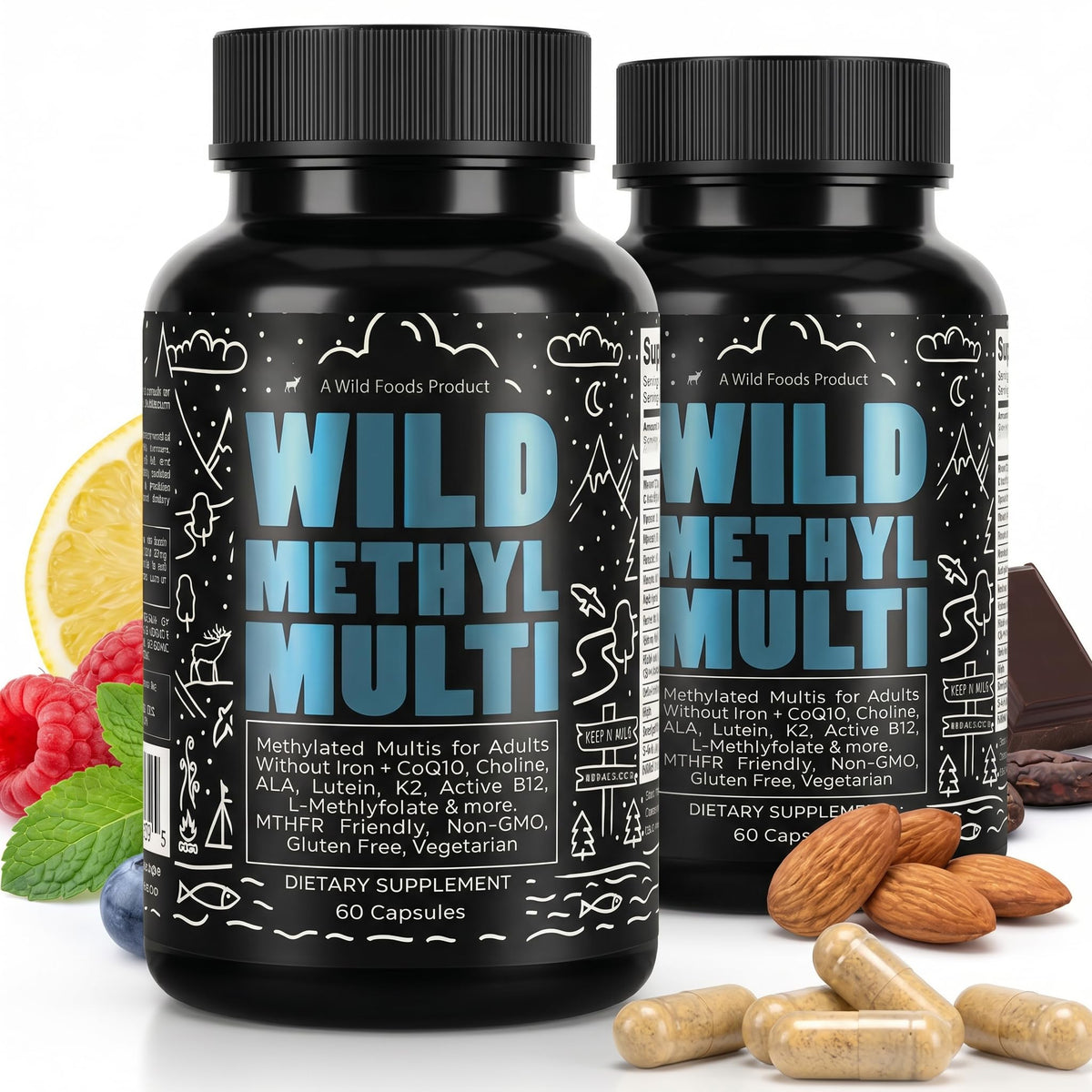 Wild Foods envase frontal mostrando fórmula metilada y beneficios