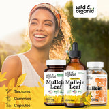 Wild & Organic botella junto a taza de té, mostrar cómo añadir al infusión