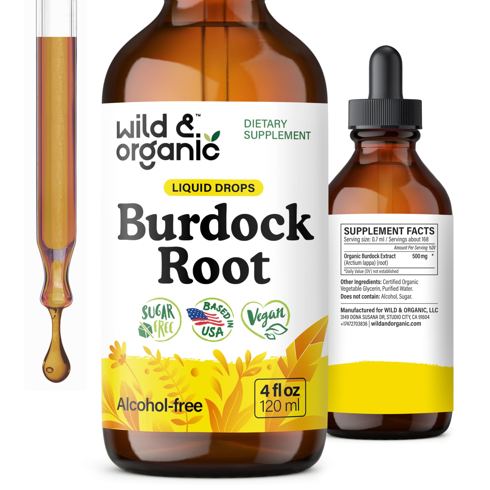 Wild & Organic botella frontal mostrando etiqueta clara y beneficios