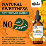Wild & Organic gotas de caléndula añadidas a una taza de té caliente