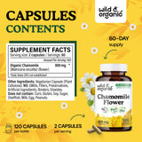 Wild & Organic cápsulas dispuestas sobre superficie para mostrar dosis de 800 mg por unidad