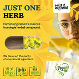 Wild & Organic cápsulas en mano para comparar tamaño y comodidad de uso