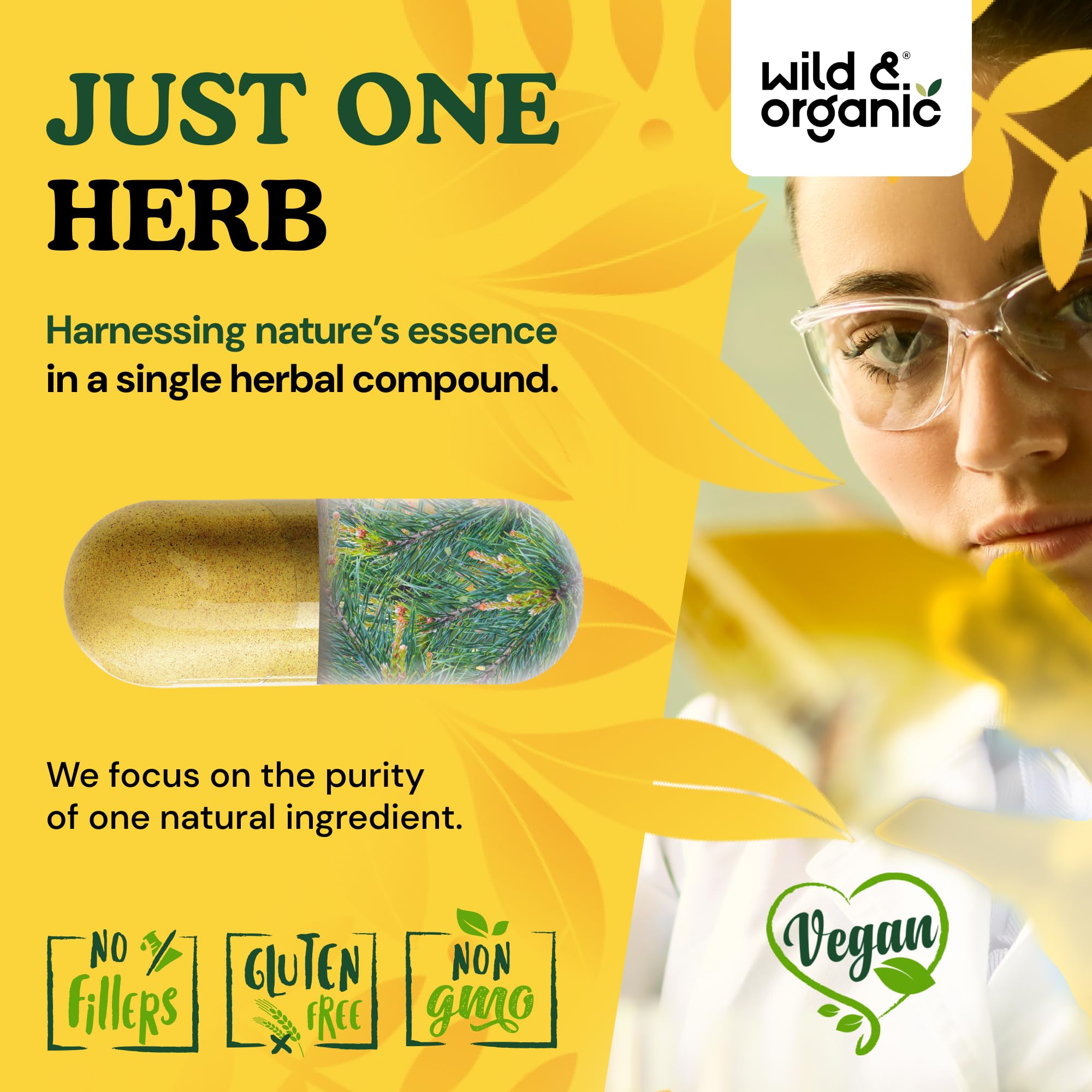 Wild & Organic comparación de tamaño de cápsula para referencia visual