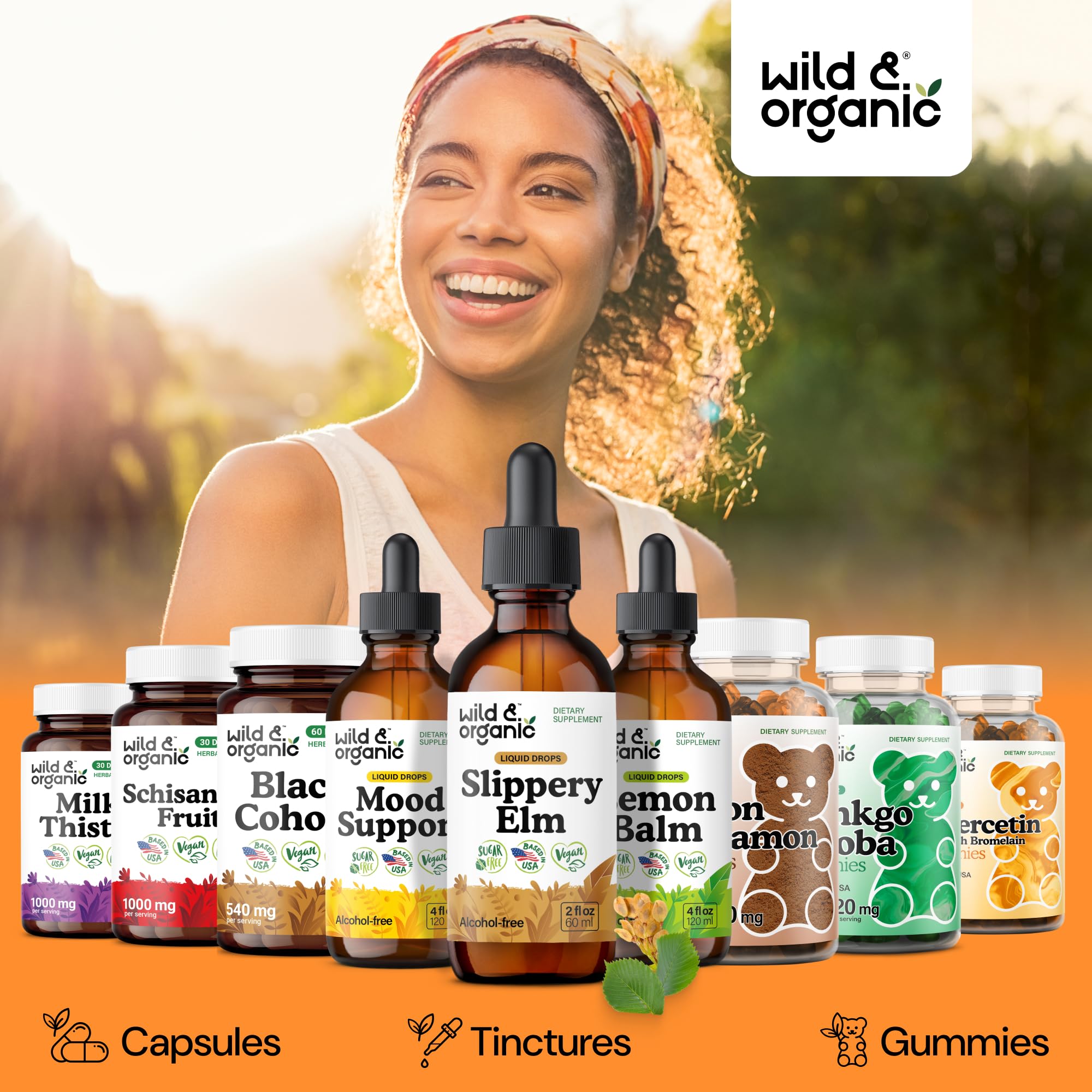 Wild & Organic comparación de tamaño del frasco que muestra su portabilidad