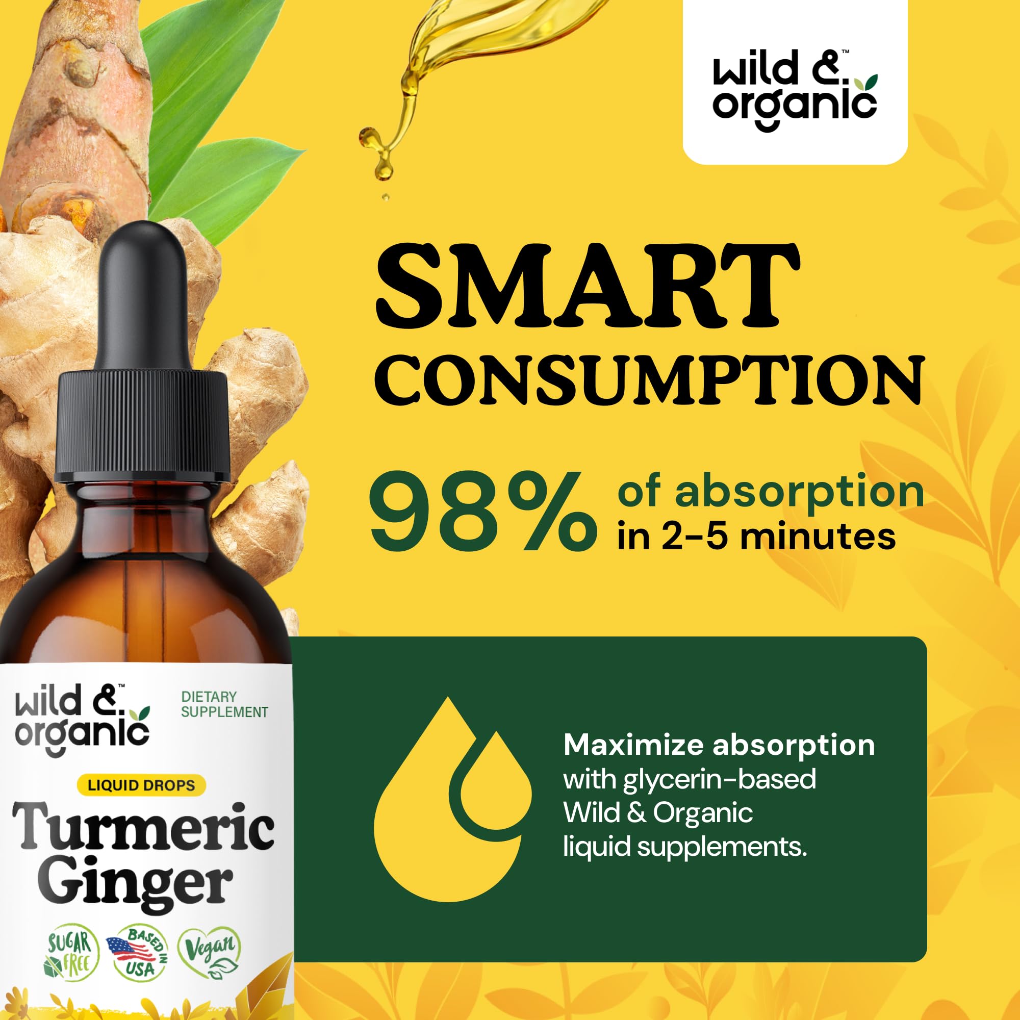Wild & Organic cuentagotas y cuchara para dosificación precisa y uso cómodo