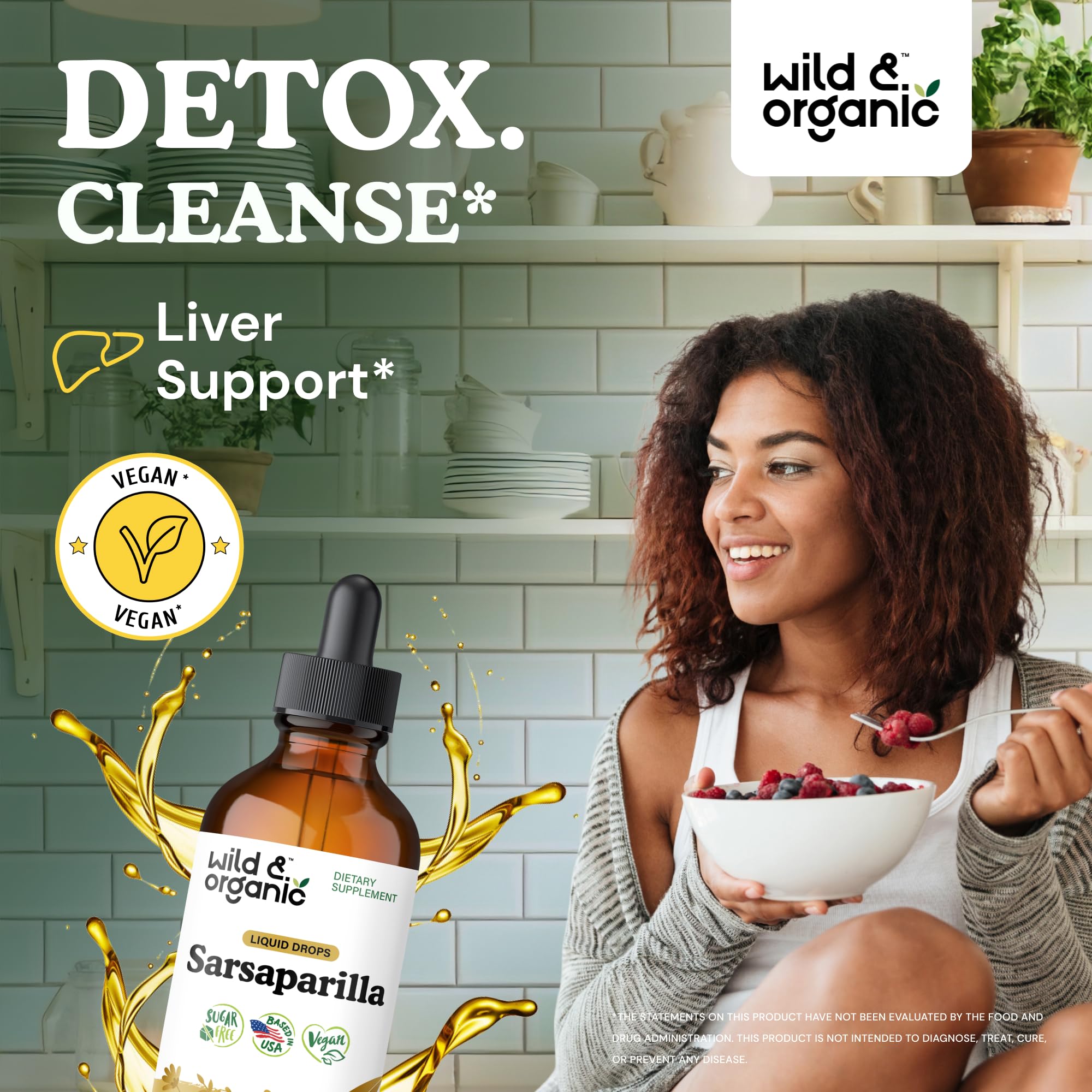 Wild & Organic cuentagotas en mano para dosificación precisa y cómoda