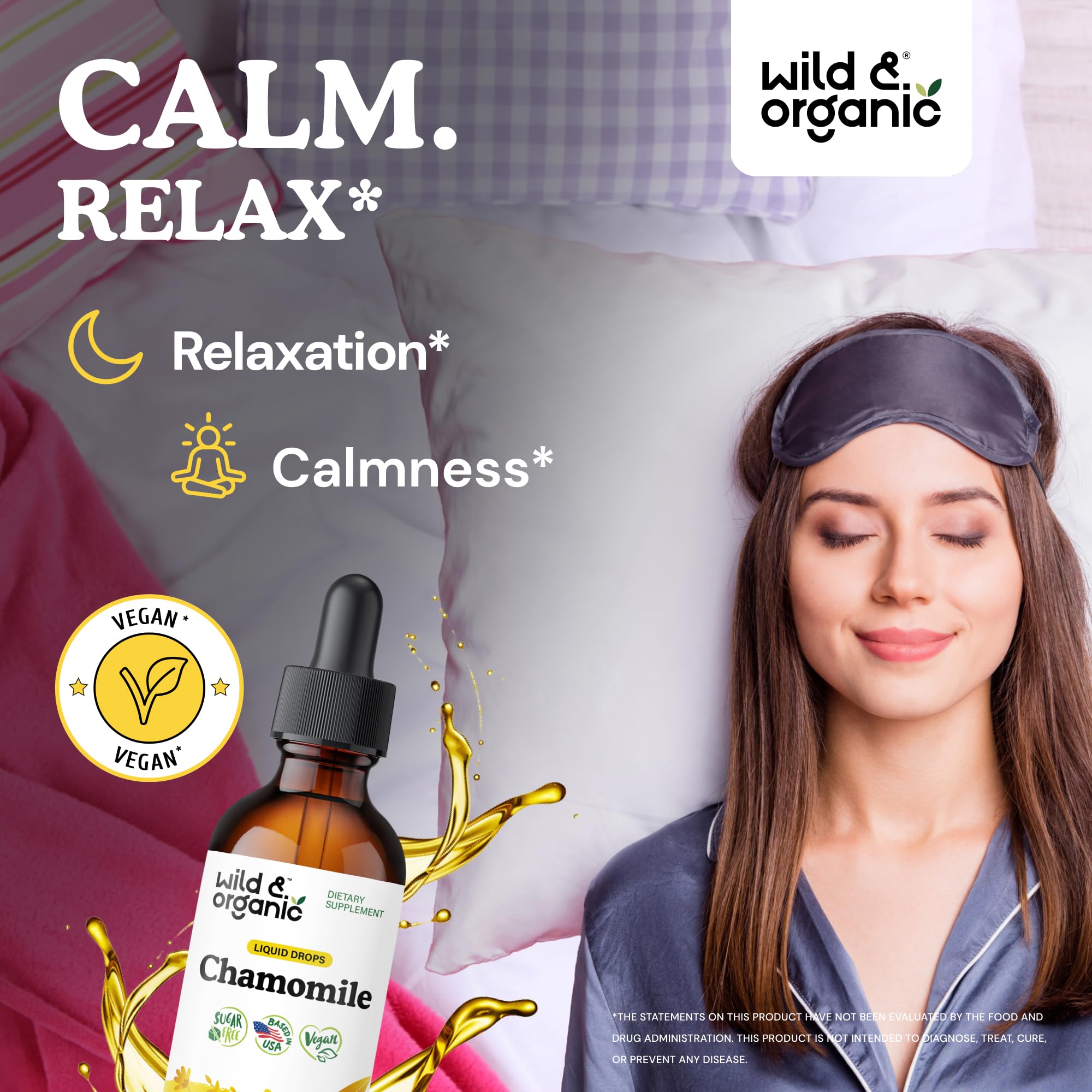 Wild & Organic etiqueta leyendo 500 mg y sin alcohol claramente