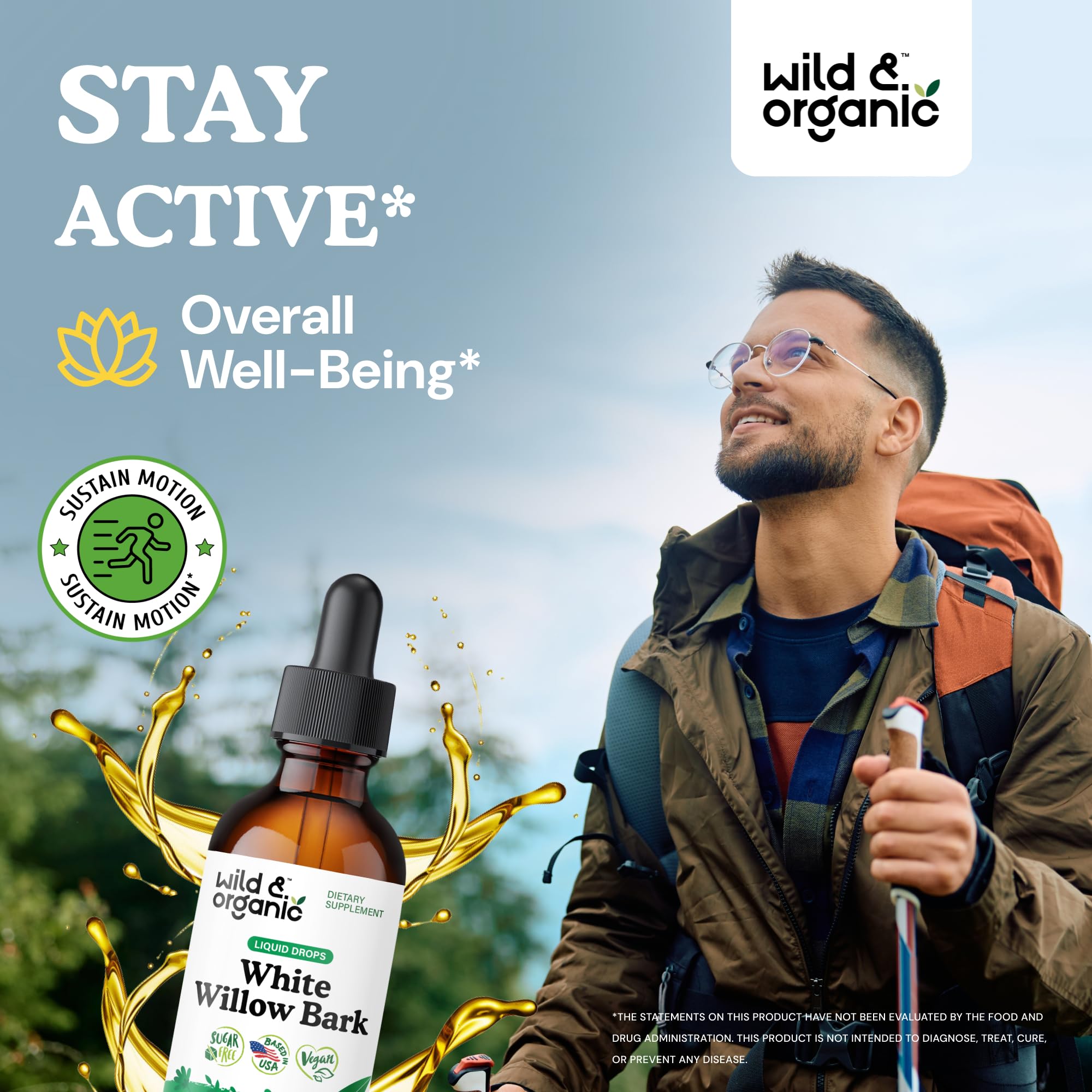 Wild & Organic detalle de etiqueta con información del contenido y pureza