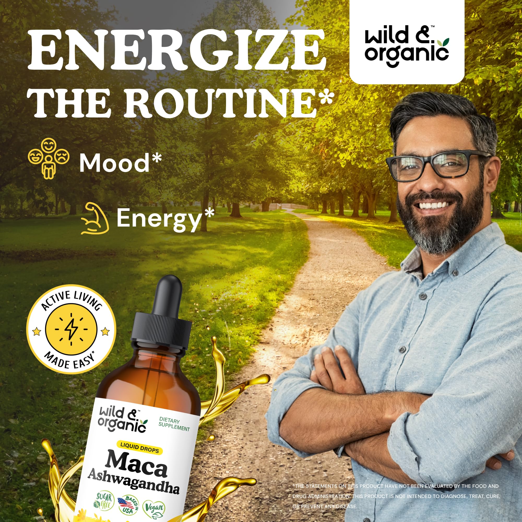 Wild & Organic etiqueta en primer plano con información de ingredientes