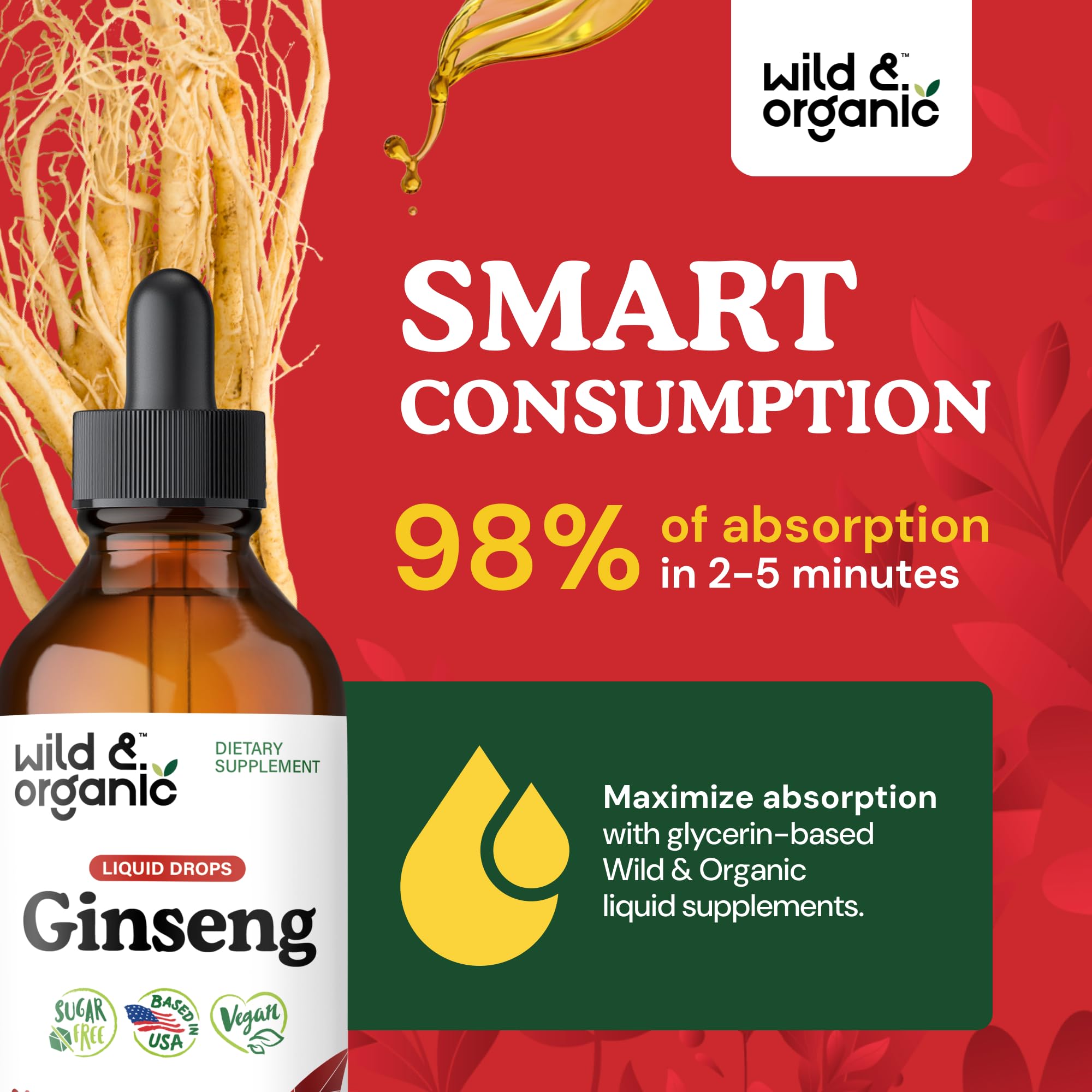 Wild & Organic gotero midiendo dosis precisa y conveniente