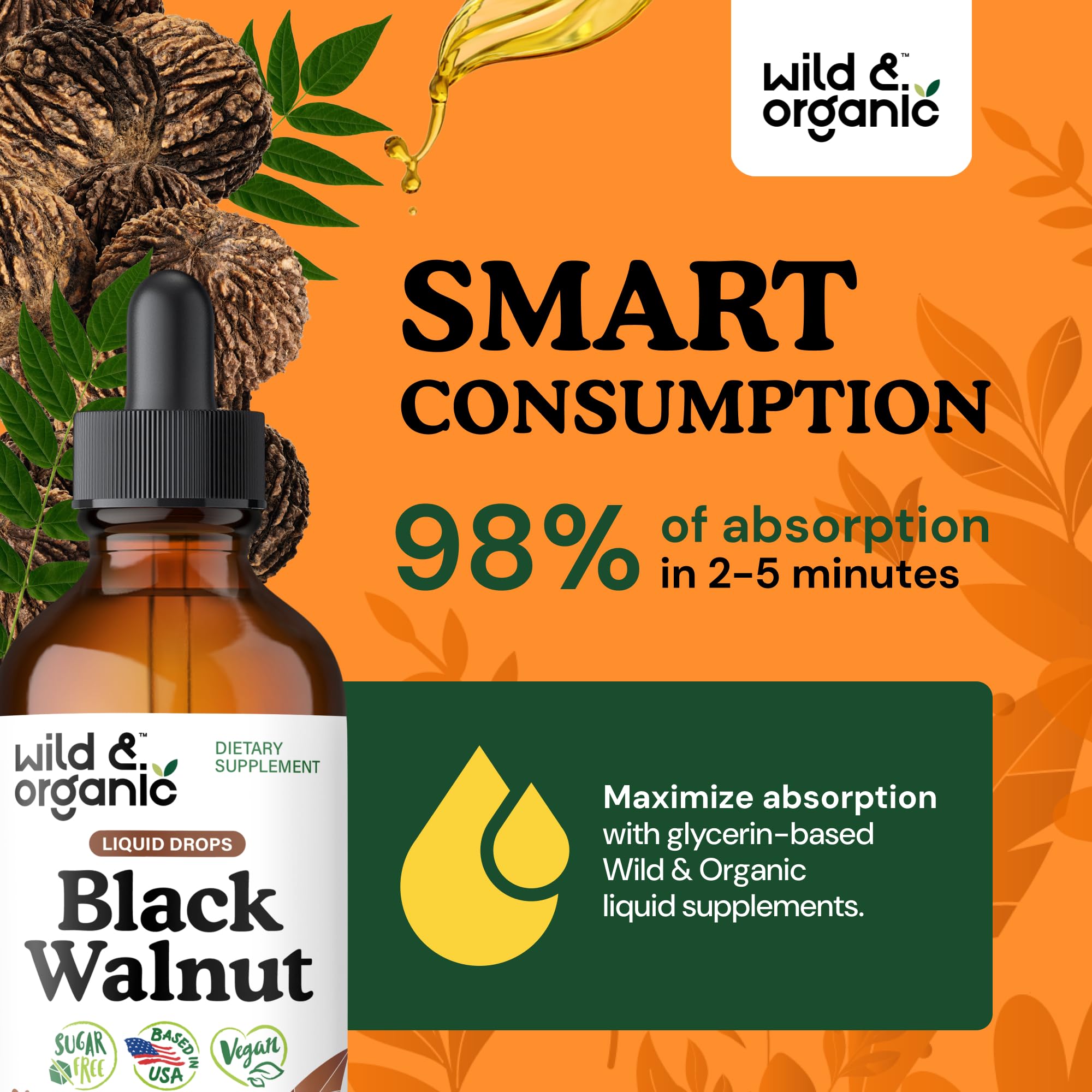 Wild & Organic frasco 4 fl oz junto a una regla para comparar escala