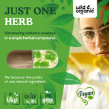 Wild & Organic etiqueta del envase con información de 500 mg y ingredientes