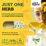 Wild & Organic comparación de tamaño del frasco para visualizar las 120 cápsulas incluidas