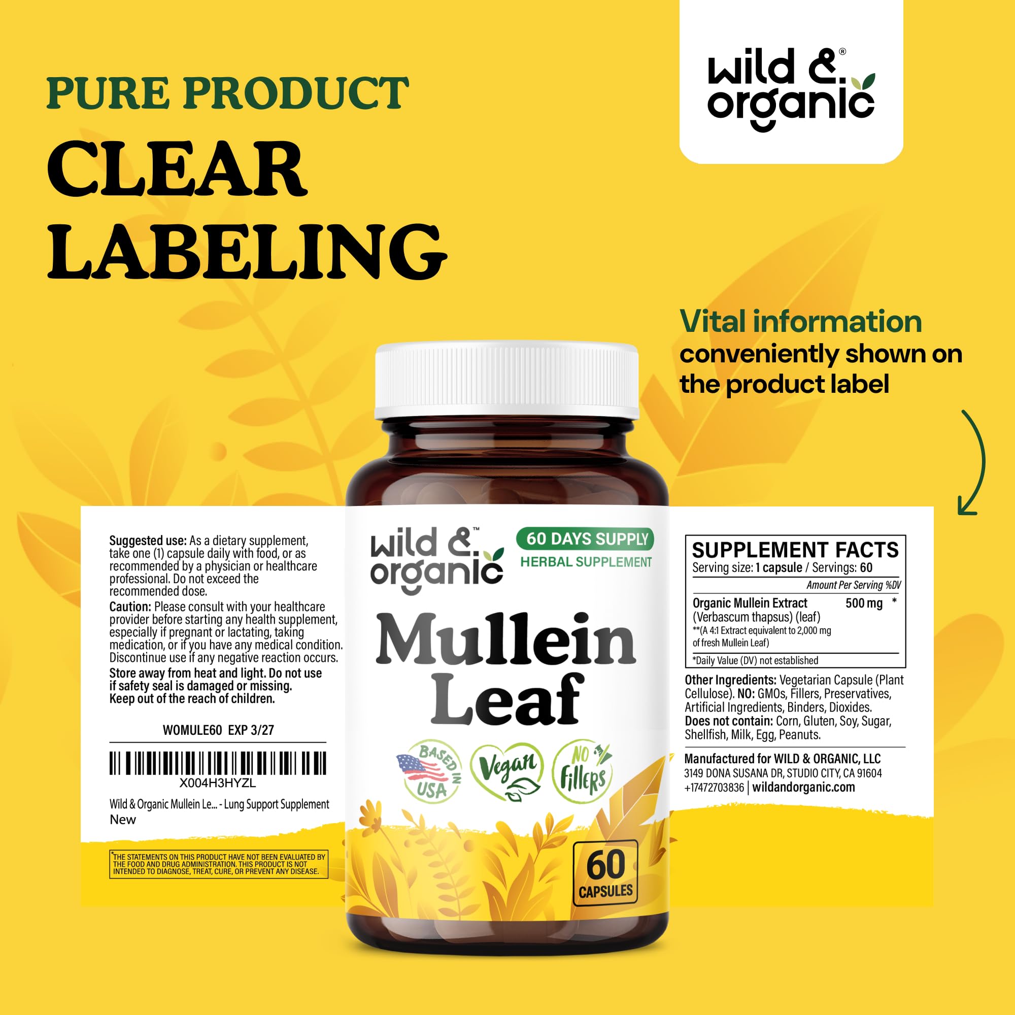 Wild & Organic frasco junto a plantas evocando origen natural y limpieza