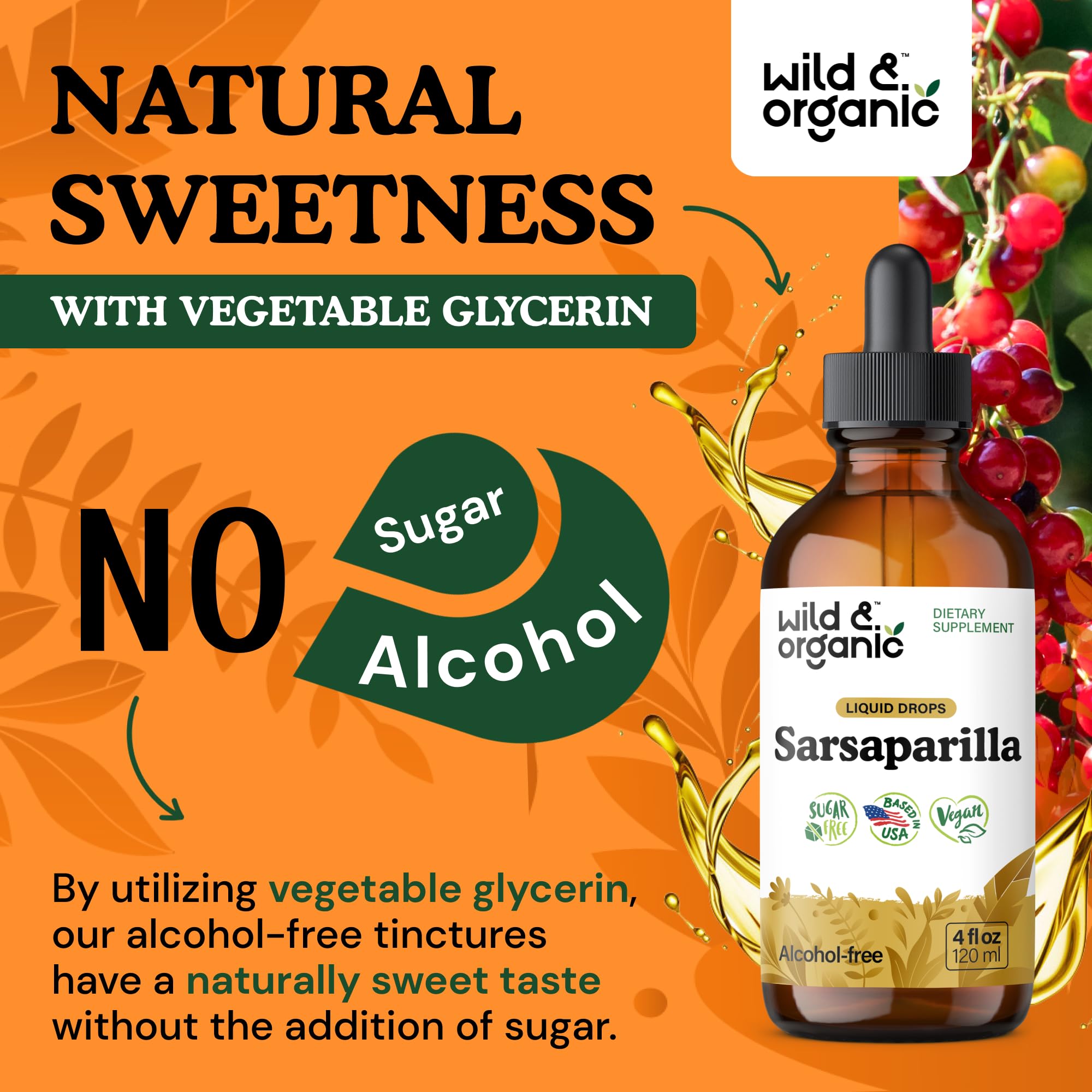 Wild & Organic etiqueta con ingredientes claros y origen vegetal