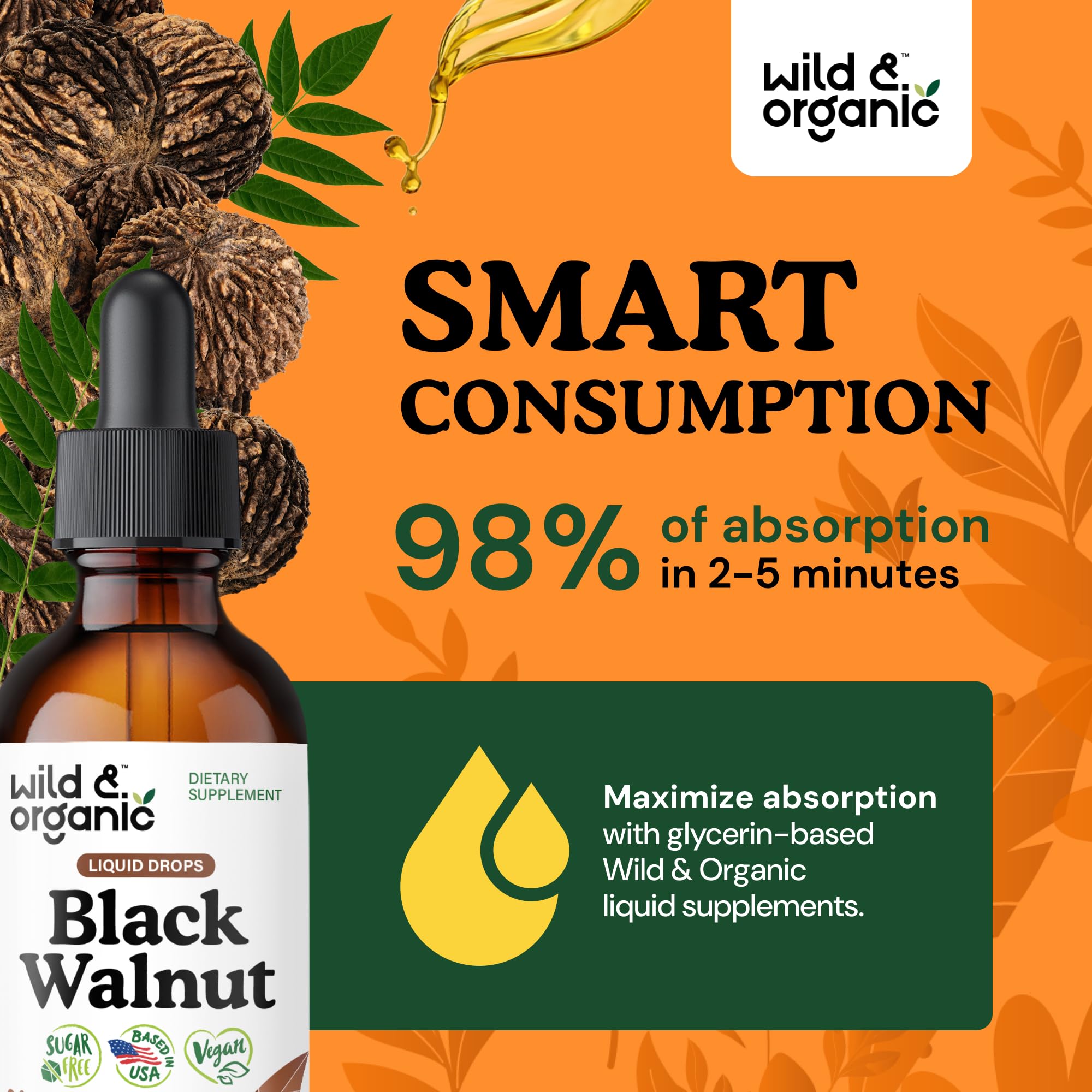 Wild & Organic etiqueta con ingredientes, transparencia y pureza
