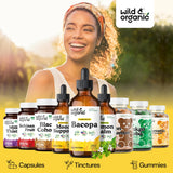 Wild & Organic etiqueta en primer plano mostrando ingredientes y pureza