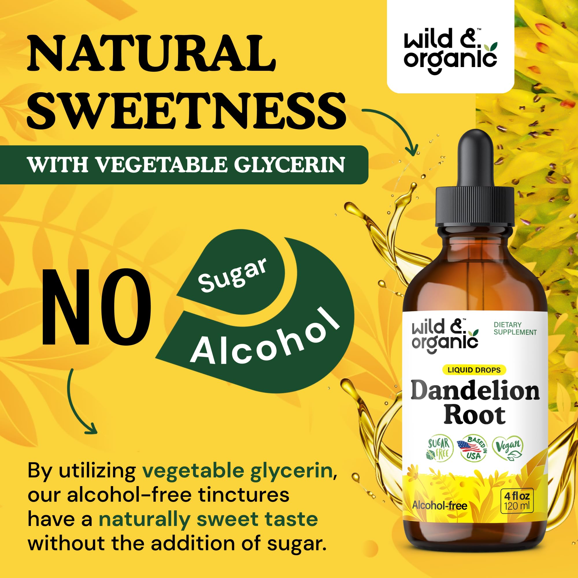 Wild & Organic etiqueta detallada con ingredientes veganos y sin OGM