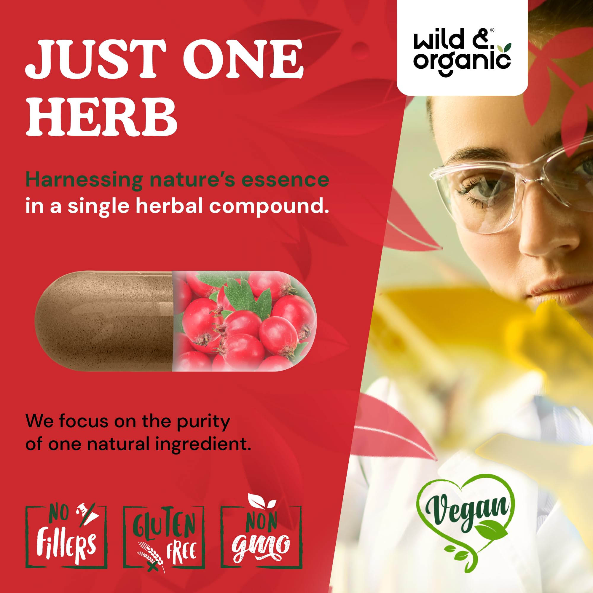 Wild & Organic etiqueta legible con información de 1200 mg por toma