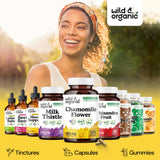 Wild & Organic etiqueta del producto con información de ingredientes y sin rellenos