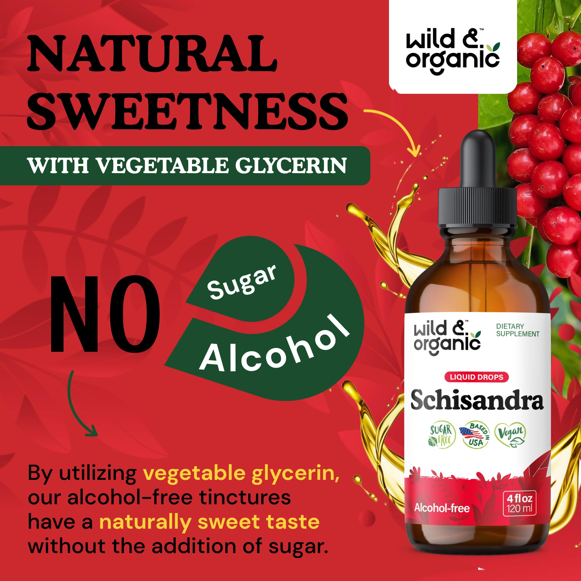 Wild & Organic etiqueta con ingredientes y beneficios veganos visibles
