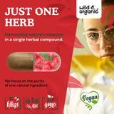 Wild & Organic etiqueta legible con información de 1200 mg por toma