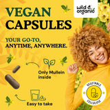 Wild & Organic etiqueta nutricional con dosis y sin rellenos, lectura clara