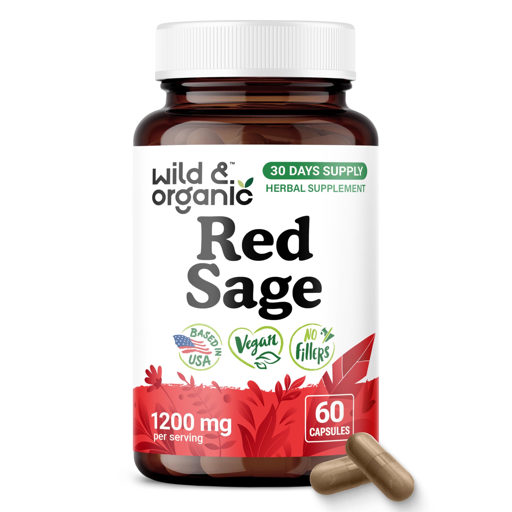 Wild & Organic frasco delante mostrando etiqueta y beneficios veganos