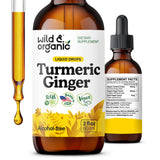 Wild & Organic frasco delantero mostrando la etiqueta y tamaño de 2 oz, fácil identificación