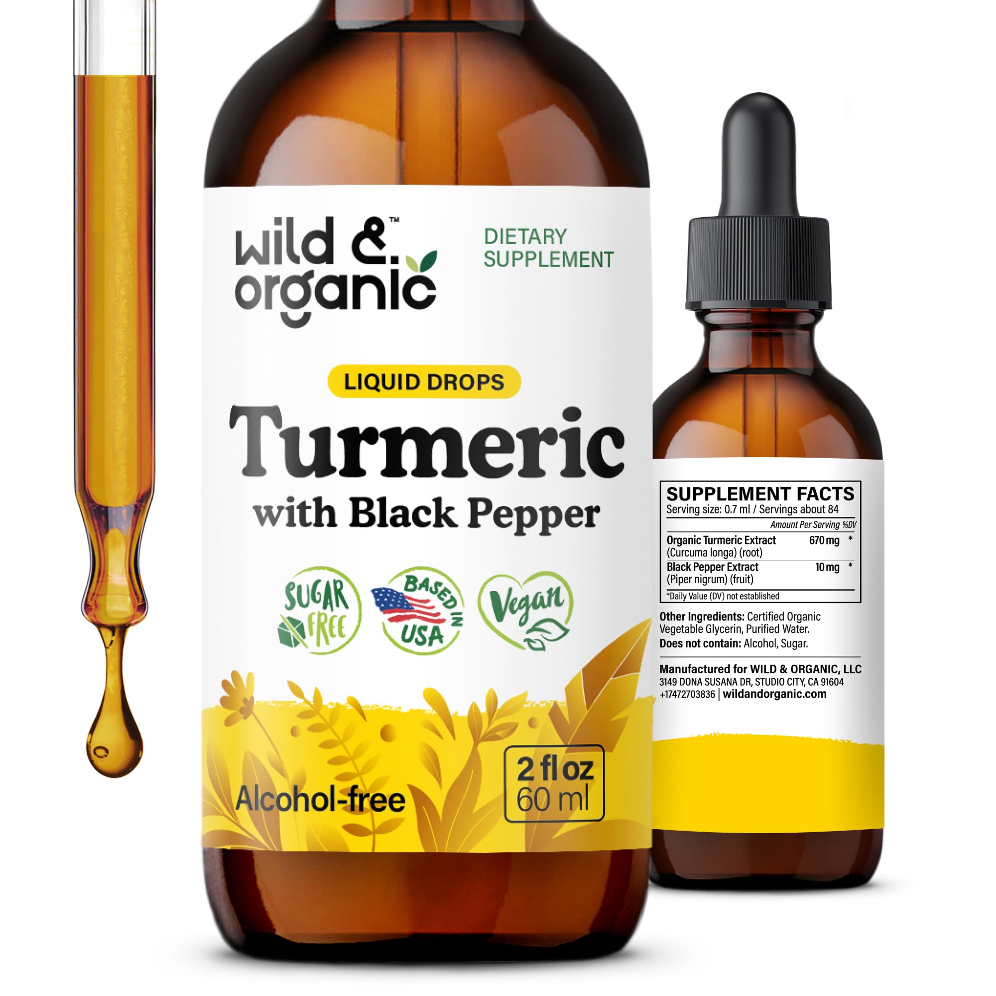 Wild & Organic frasco frontal mostrando la etiqueta clara y el tamaño práctico