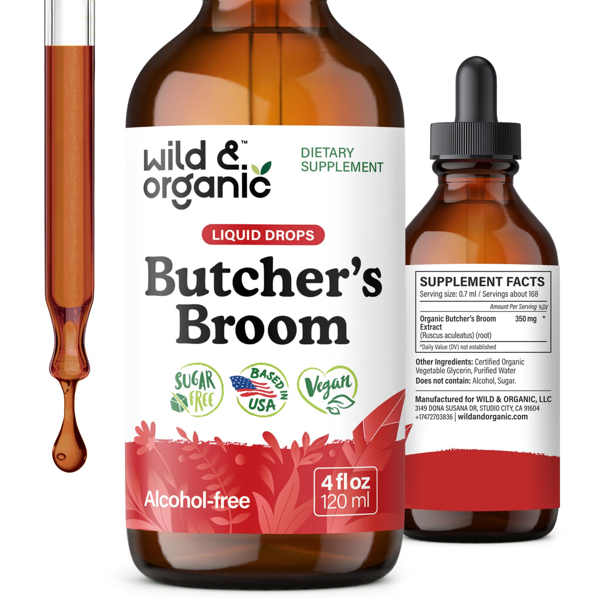 Wild & Organic frasco frontal mostrando etiqueta clara y tamaño práctico